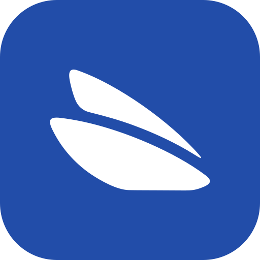 Icono de la app de BeeL. — cuadrado azul con las alas blancas, en PNG y SVG