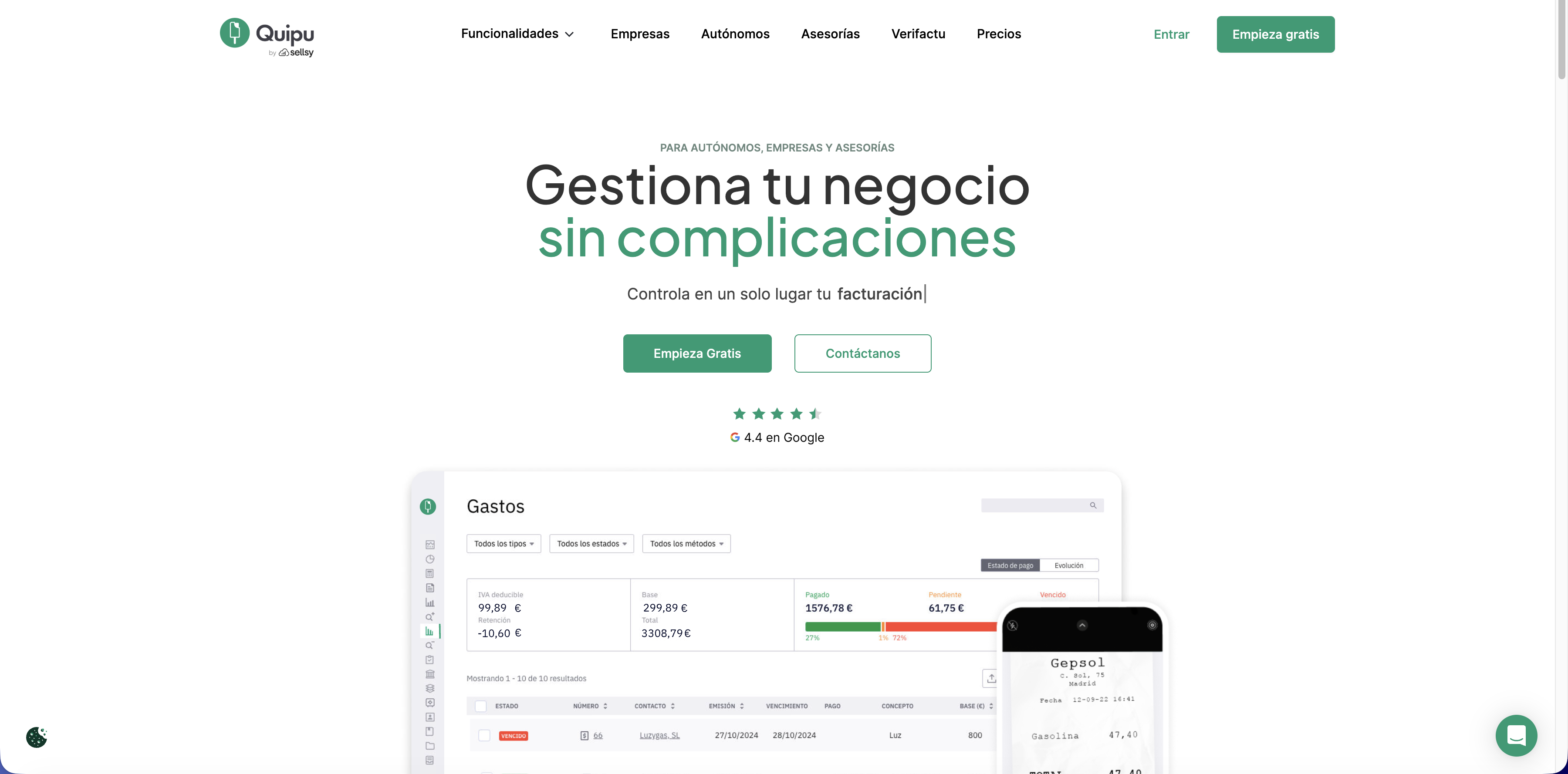 Quipu landing page